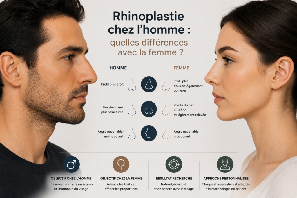 Rhinoplastie différences homme:femme
