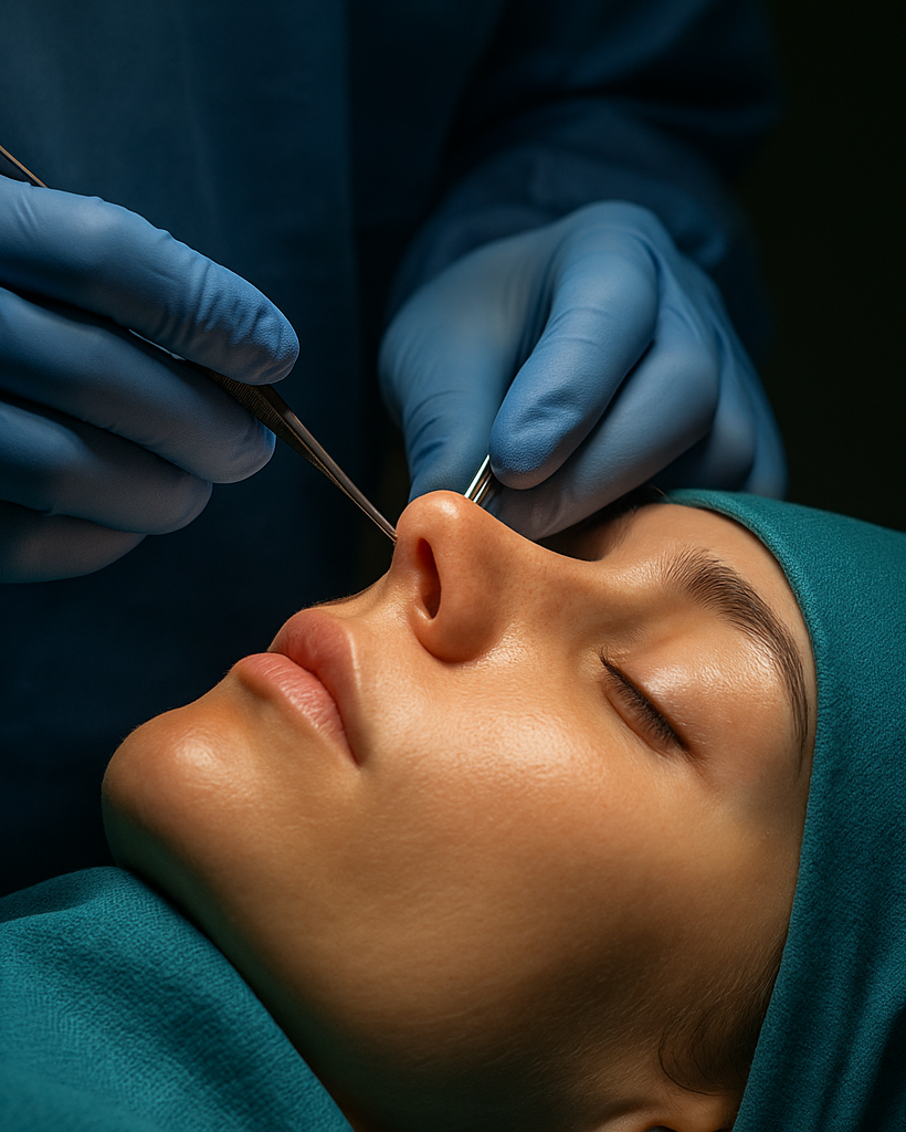 Femme respirant profondément après une rhinoplastie conservatrice à Lyon, illustrant le bien-être et la respiration naturelle retrouvée